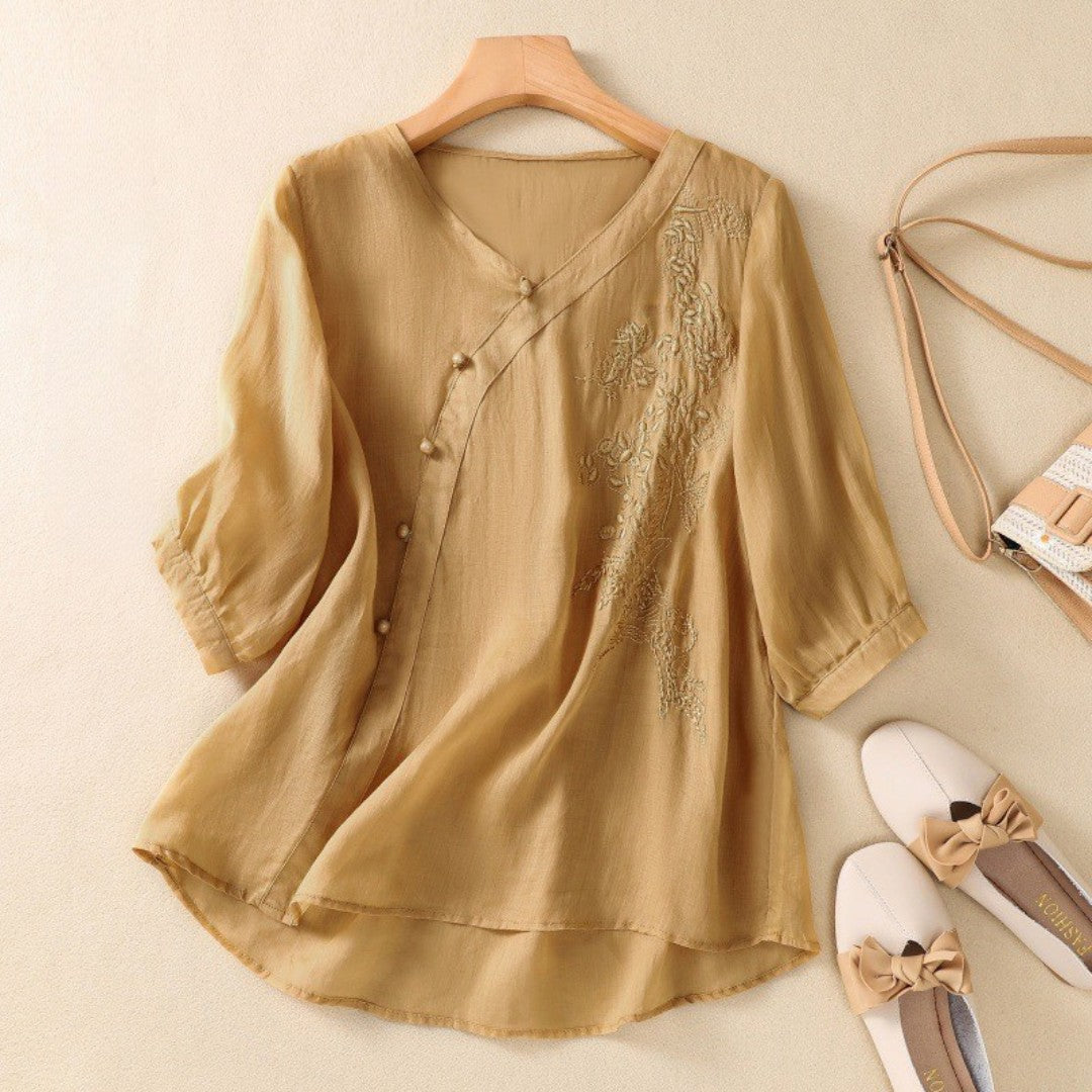 Laurienne™ | Blusa de botones asimétricos