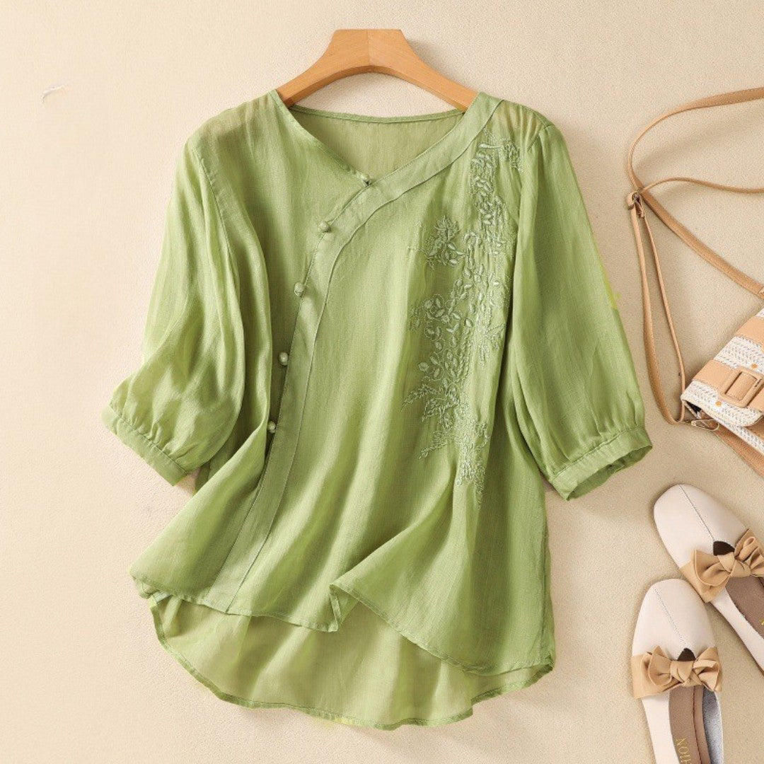 Laurienne™ | Blusa de botones asimétricos