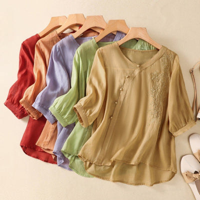 Laurienne™ | Blusa de botones asimétricos