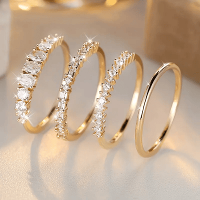 Anillos Apilables de Zirconia Dorada de 14k