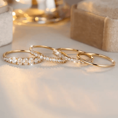 Anillos Apilables de Zirconia Dorada de 14k