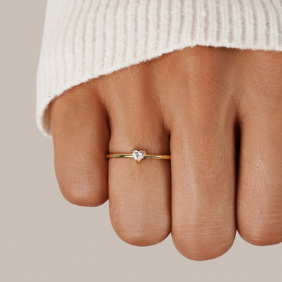 Amor - Anillo de Corazón de Cristal