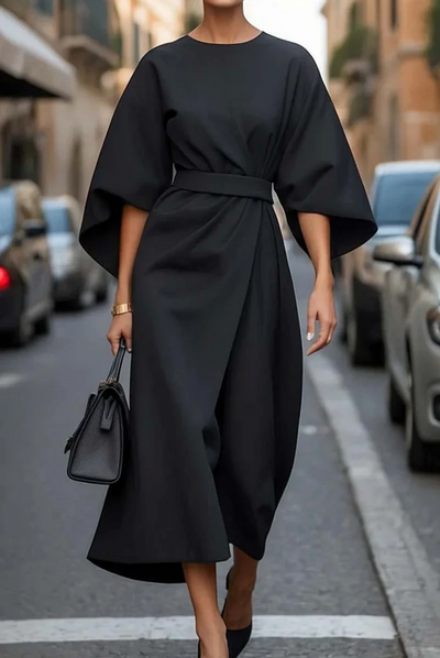 Sofía - Vestido elegante con mangas farol y cinturón