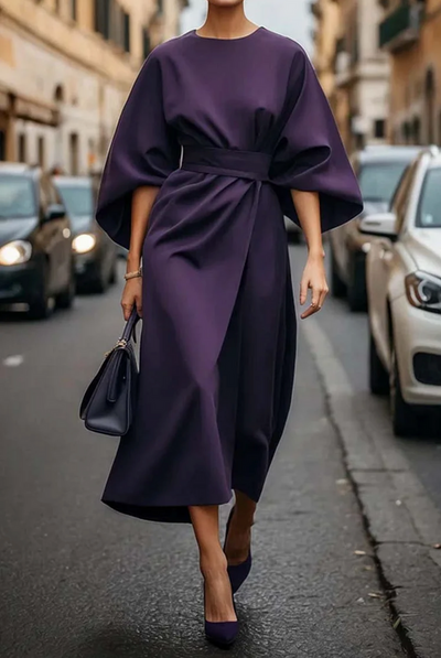 Sofía - Vestido elegante con mangas farol y cinturón