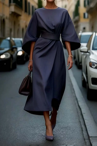 Sofía - Vestido elegante con mangas farol y cinturón