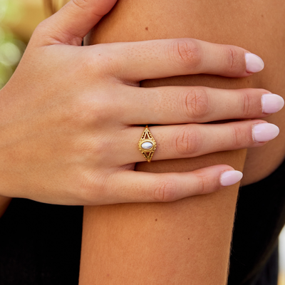 Anillo Vintage de Perla Real