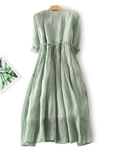 Laura™ - Elegant Linen Dress