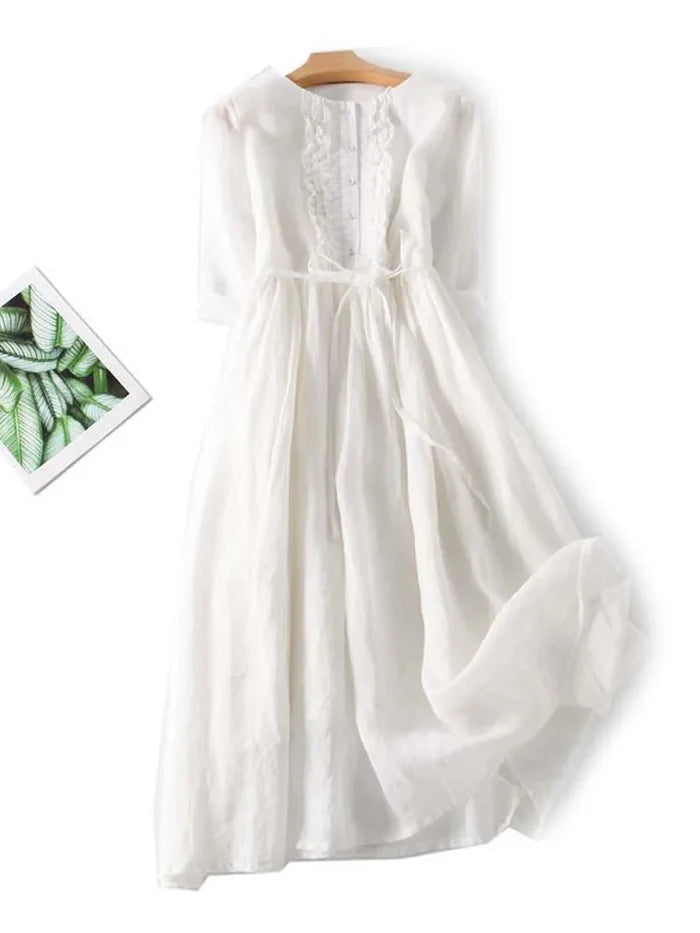 Laura™ - Elegant Linen Dress