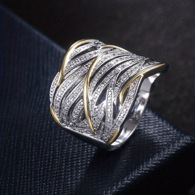 Anillo elegante de múltiples capas trenzado