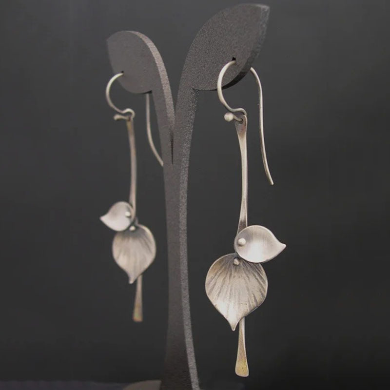 Pendientes Vintage de Hoja Plateada
