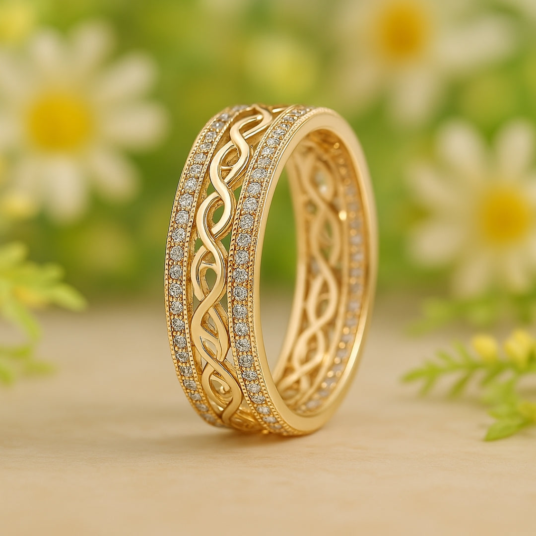 Anillo de Oro Brillante Hollow