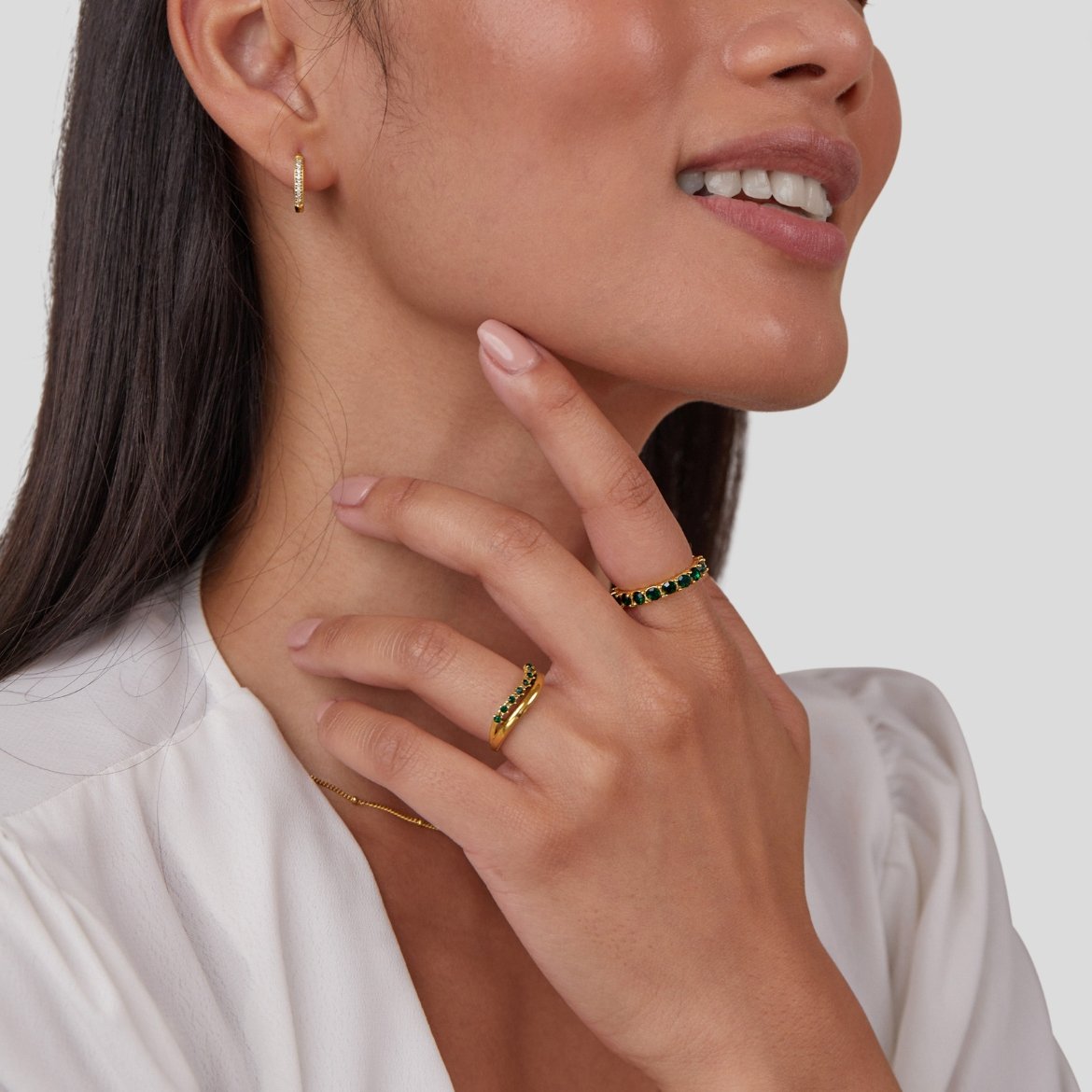 Mary - Anillo estratificado verde esmeralda