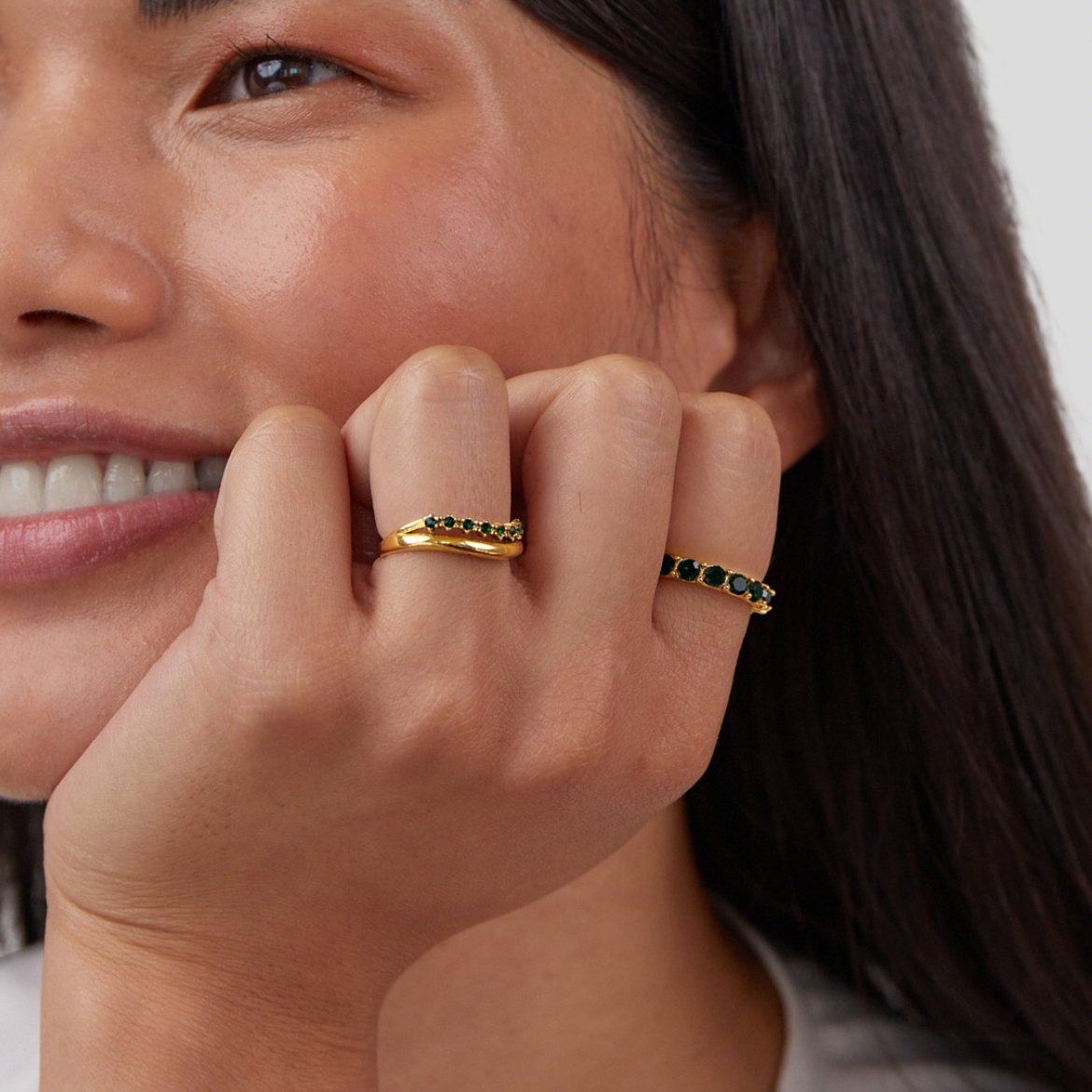 Mary - Anillo estratificado verde esmeralda