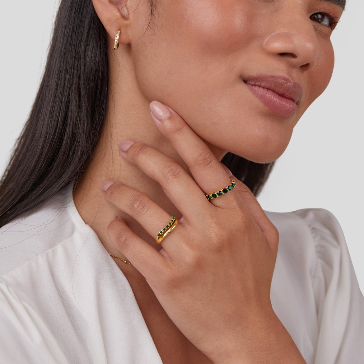 Mary - Anillo estratificado verde esmeralda