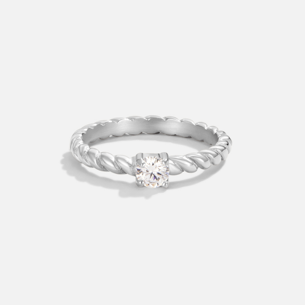 Anillo de Cristal de Plata Torcido de Milán