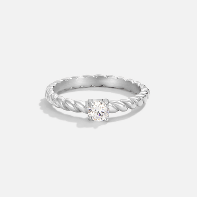 Anillo de Cristal de Plata Torcido de Milán