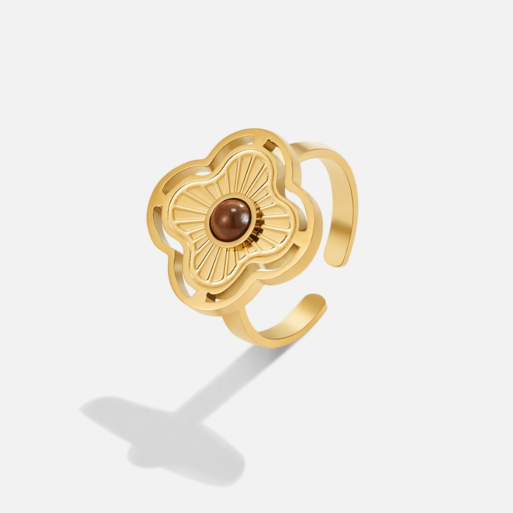 Anillo de flores de la suerte de ojo de tigre